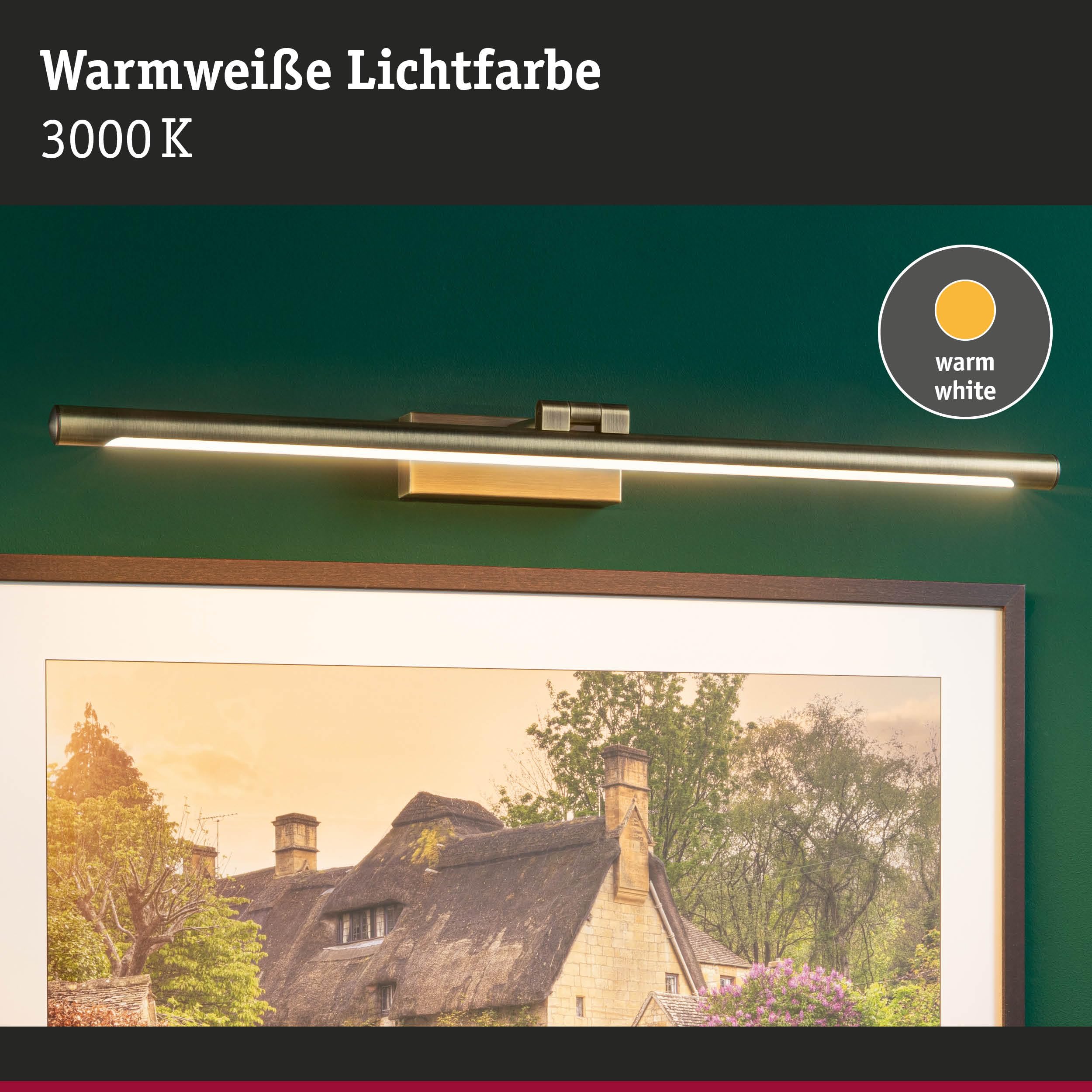 Paulmann 95563 LED Bilderleuchte Mingo 600mm incl. 1x11 W Warmweiß Altmessing Bildbeleuchtung Metall Beleuchtungssystem 3000 K