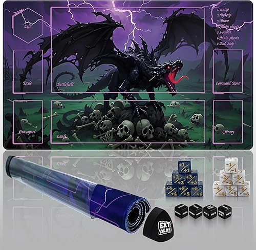 Miniatura 14 de Tapete MTG TCG -Incluye tubo de almacenamiento y 7 dados-¡Experimenta calidad de primer nivel y alfombrilla impermeable y antideslizante con bloqueo