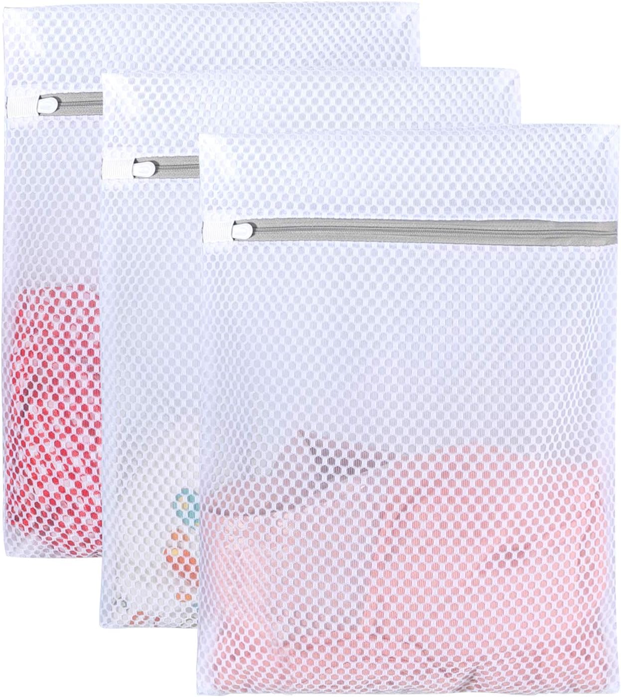 Mesh Laundry Bag - 3 Pack Durable and Reusable Wash Bag Travel Organization Bag for Garment, Bath Towels, Bed Sheet (11Inch x 16Inch) by YMHB