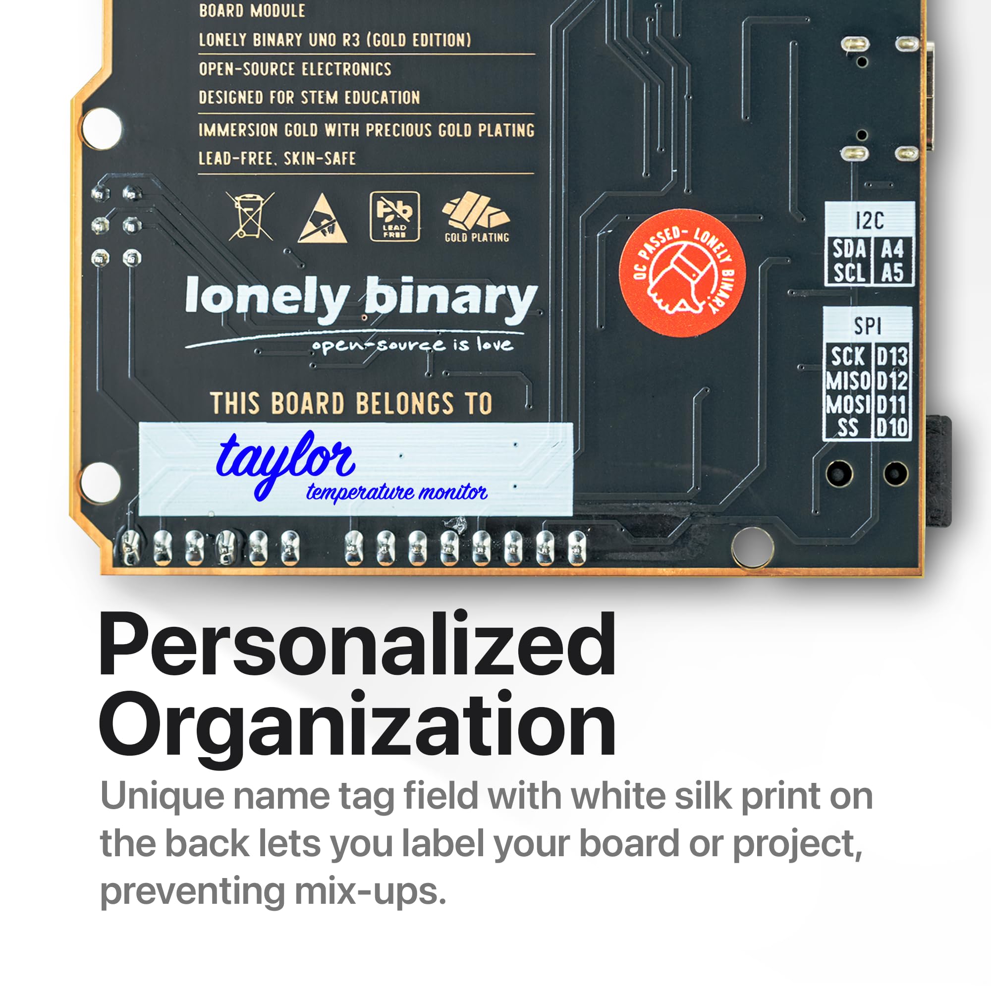 Lonely Binary UNO R3 Gold Edition - ATmega328P, ATMEGA16U2, scheda di sviluppo senza piombo con USB Type-C | Compatibile con Arduino IDE