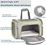 Cat Carrier Bag, Dog Travel Carriers, Airline Approved Soft-Sided Pet Carrier for Small Medium Cats and Small Dogs, Portable Carrier with 4 Open Doors and 3 Mesh Windows, Grey, Collapsible