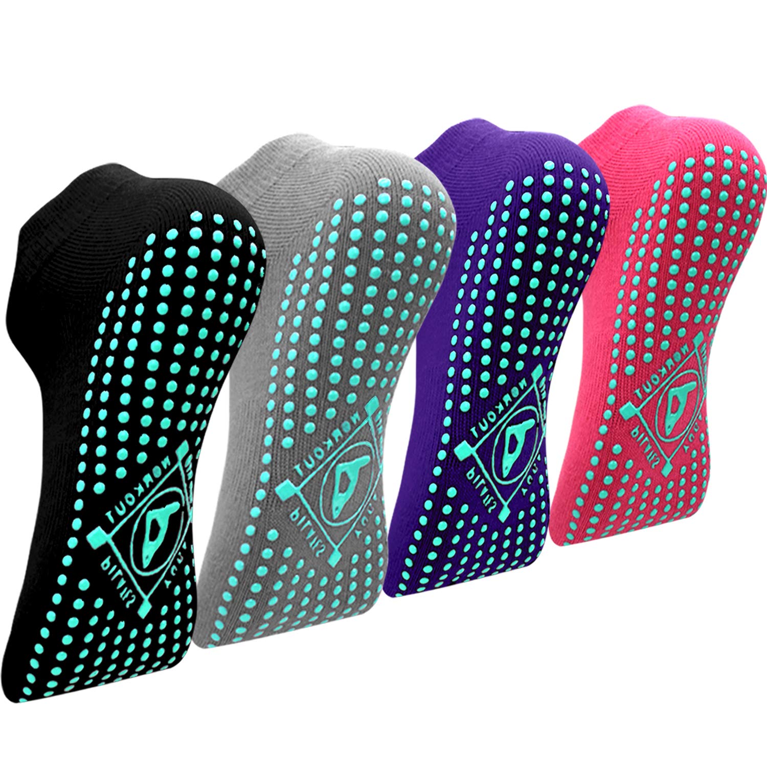 ELUTONG Pilates Non Slip Grip Socks for Women 1-4 Pairs Yoga Barre Ballet Workout Hospital Grippy Sock