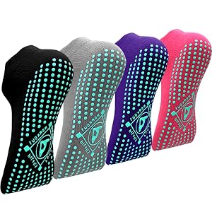 ELUTONG Pilates Non Slip Grip Socks for Women 1-4 Pairs Yoga Barre Ballet Workout Hospital Grippy Sock