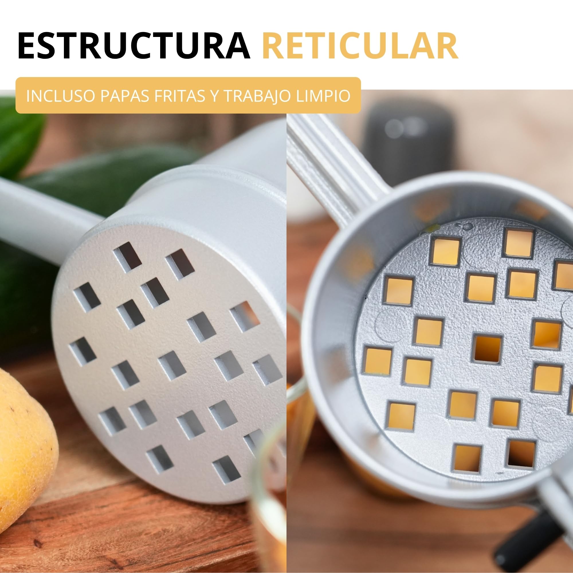 Westmark Prensa para patatas fritas, Prensa para churros, prensa para patatas de aluminio, Para patatas, churros y patatas fritas, Plateada, 41 cm