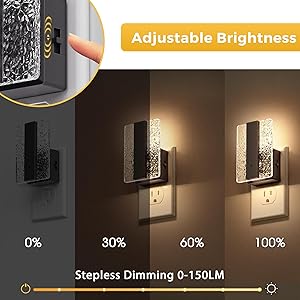 L LOHAS LED Night Lights Plug Into Wall, Night Light with Dusk-to-Dawn Sensor, Dimmable Decorative LED Nightlights, 0-100LM 3000K Adjustable Brightness for Bathroom, Hallway, Bedroom,Stairway