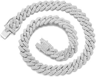 JUNVirtuous Iced Out Cuban Link Chain Necklace Men Women 14mm Miami Bling Silver Gold Hip Hop Diamond Jewelry 16-24"