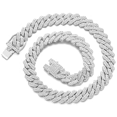 JUNVirtuous Cuban Link Chain Mens Iced Out Miami Cuban Necklace Silver Gold Bling Diamond Hip Hop Jewelry for
