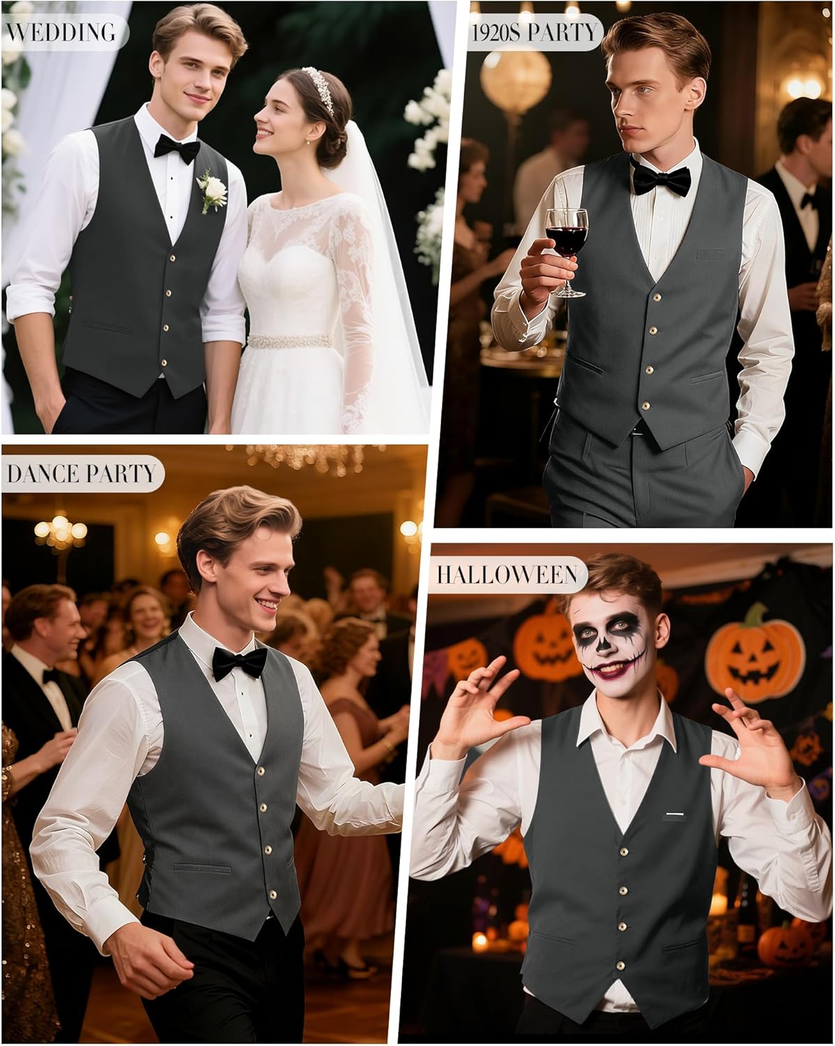 Men's Suit Vest Mens Classic Casual Business Dress Vests with Pockets for Business Formal Wedding Prom - Image 6