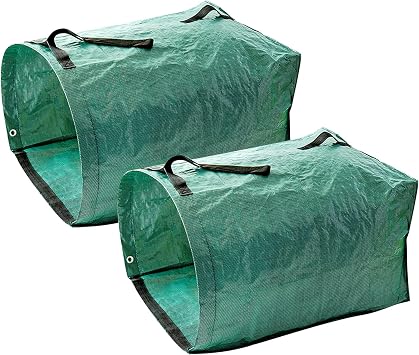Heavy Duty Garden Waste Bags, Reusable Garden Sacks with Handles, Foldable Garden Rubbish Bags for Leaf, Trash, Debris, Strong Handles 200L*2