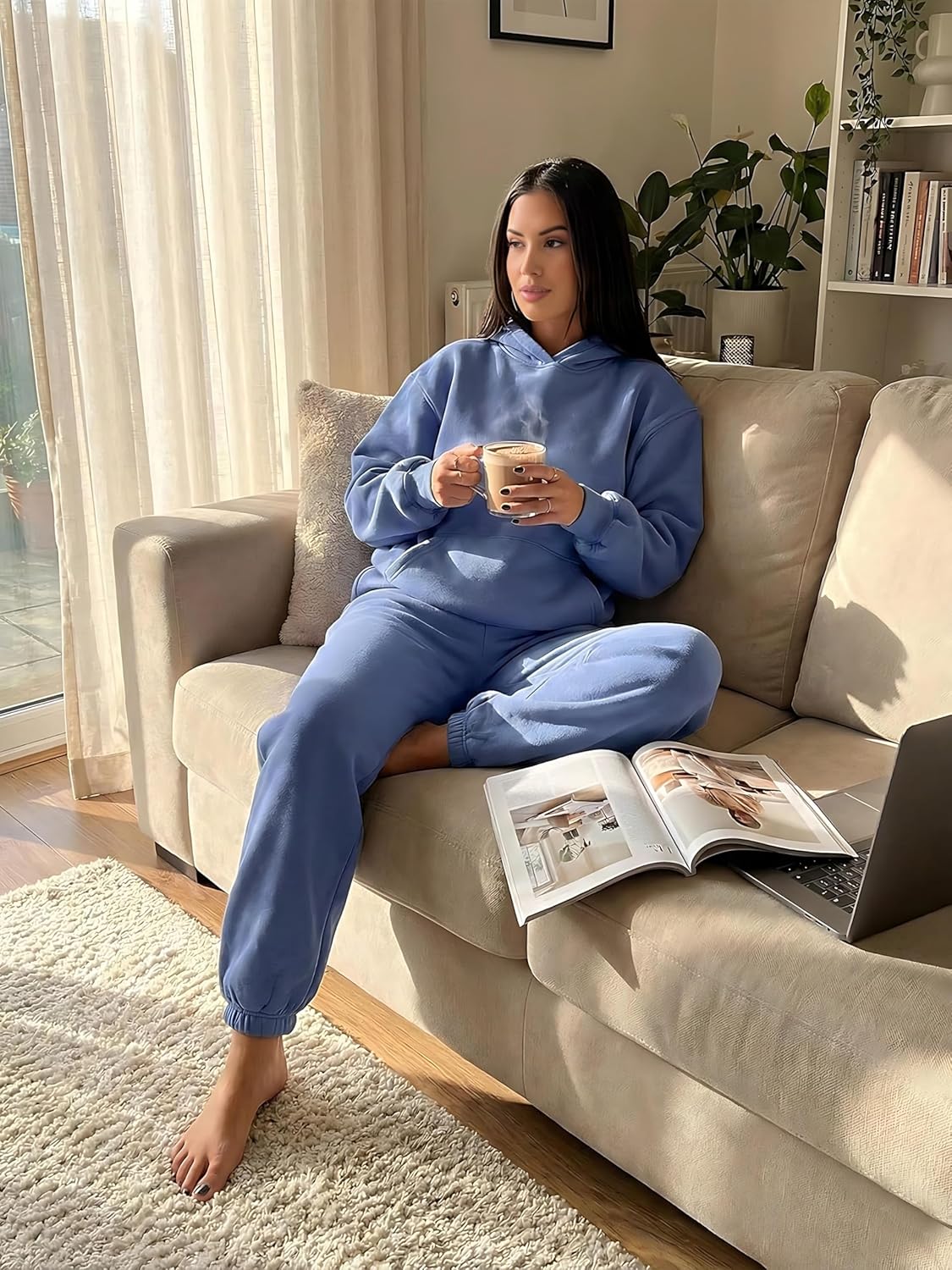 KANSOON Sweatsuits for Women Set 2 Piece Outfits Long Sleeve Hoodie Oversized Sweatshirt Jogger Pants Casual Tracksuit Sets - Image 3