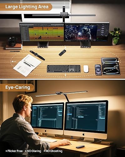 Miniatura 2 de TROND Lámpara de escritorio LED con abrazadera, lámpara de escritorio de arquitecto giratoria de 360 para oficina en casa, luz de monitor de