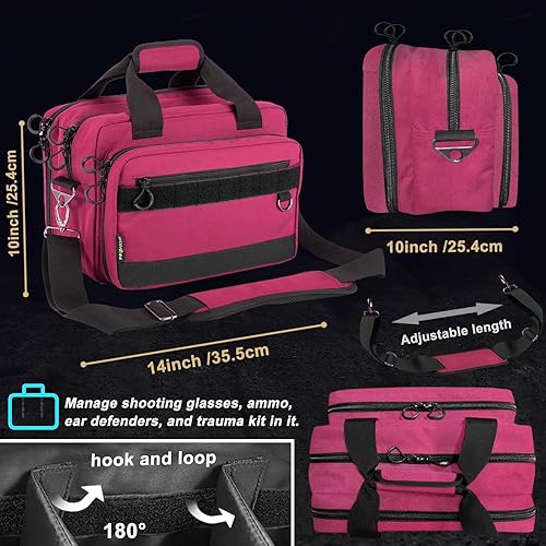 Miniatura 10 de PROFOCUS Bolsa táctica de lujo para pistola  Estuche de pistola doble para campo de tiro  Bolsa de almacenamiento de armas de fuego con protección
