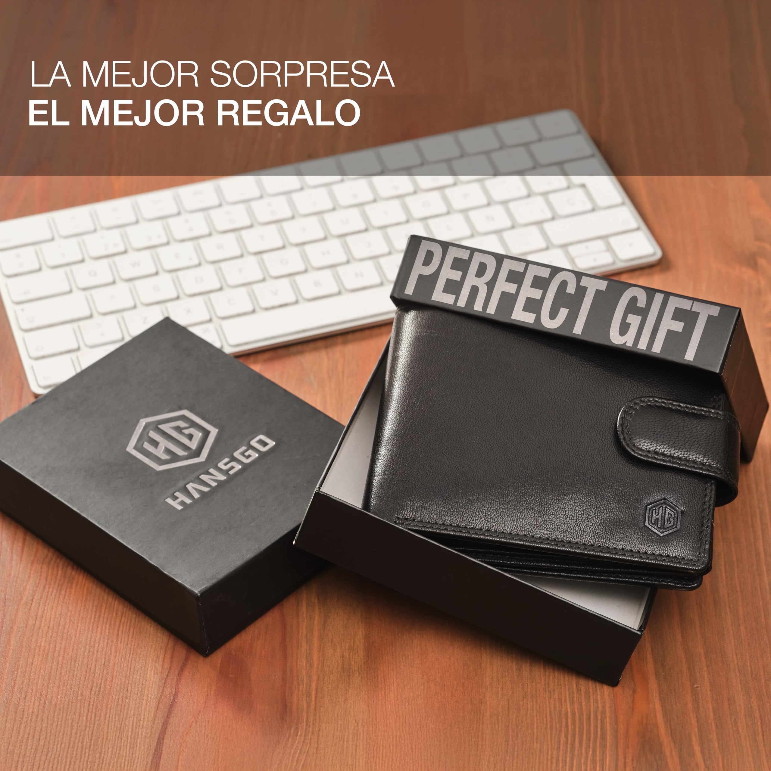HansGo Carteras para Hombre Piel - Monedero con Estilo - Cartera Hombre Hecha a Mano Cuero Auténtico - Billeteras con RFID - La Cartera Cómoda - Wallets for Men - Regalos Originales.