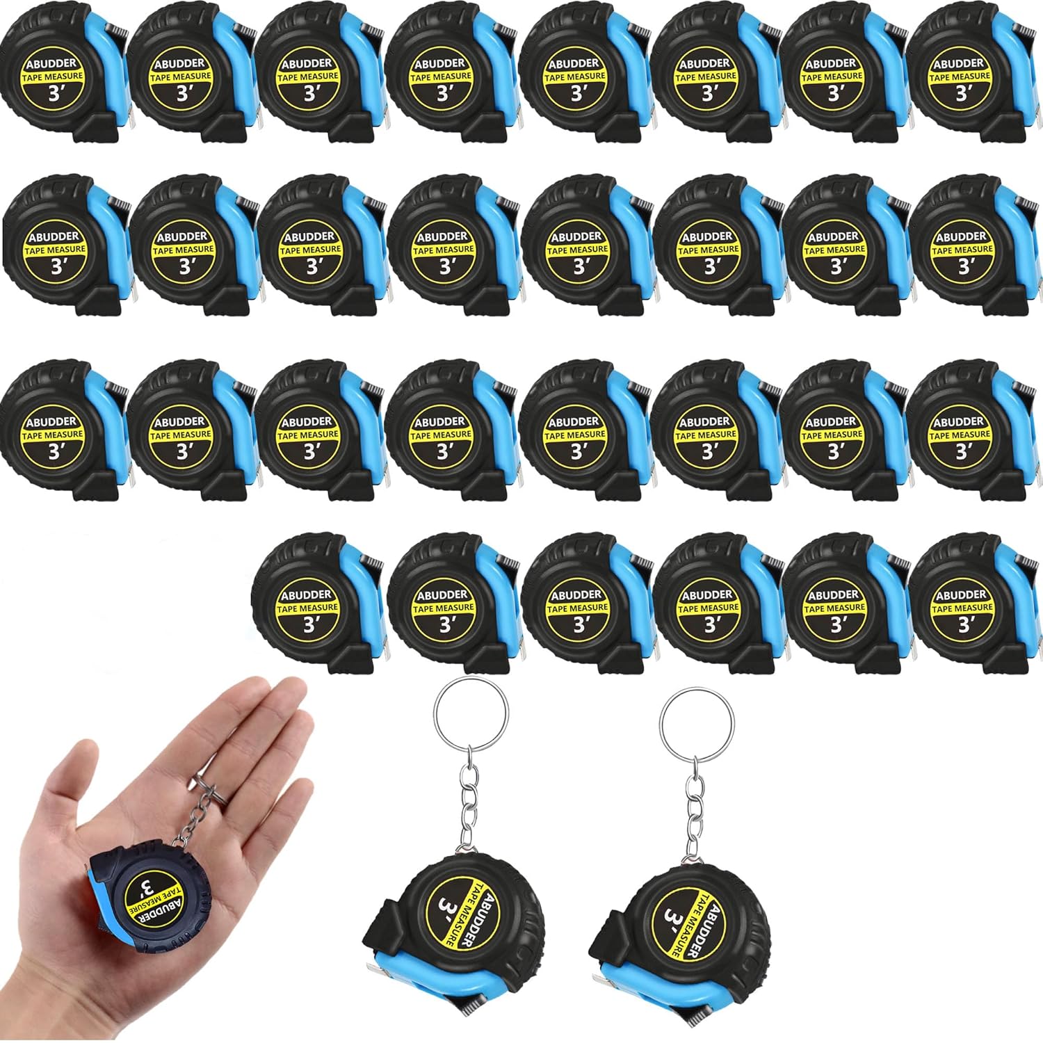 30 Pack Small Tape Measure Keychains,Mini Tape Measures Retractable,Pocket Measurement Tape Bulk Easy Read 3 Feet (30, Blue, 3 Feet) 3 Feet Blue 30 (missing 23 tape measures)