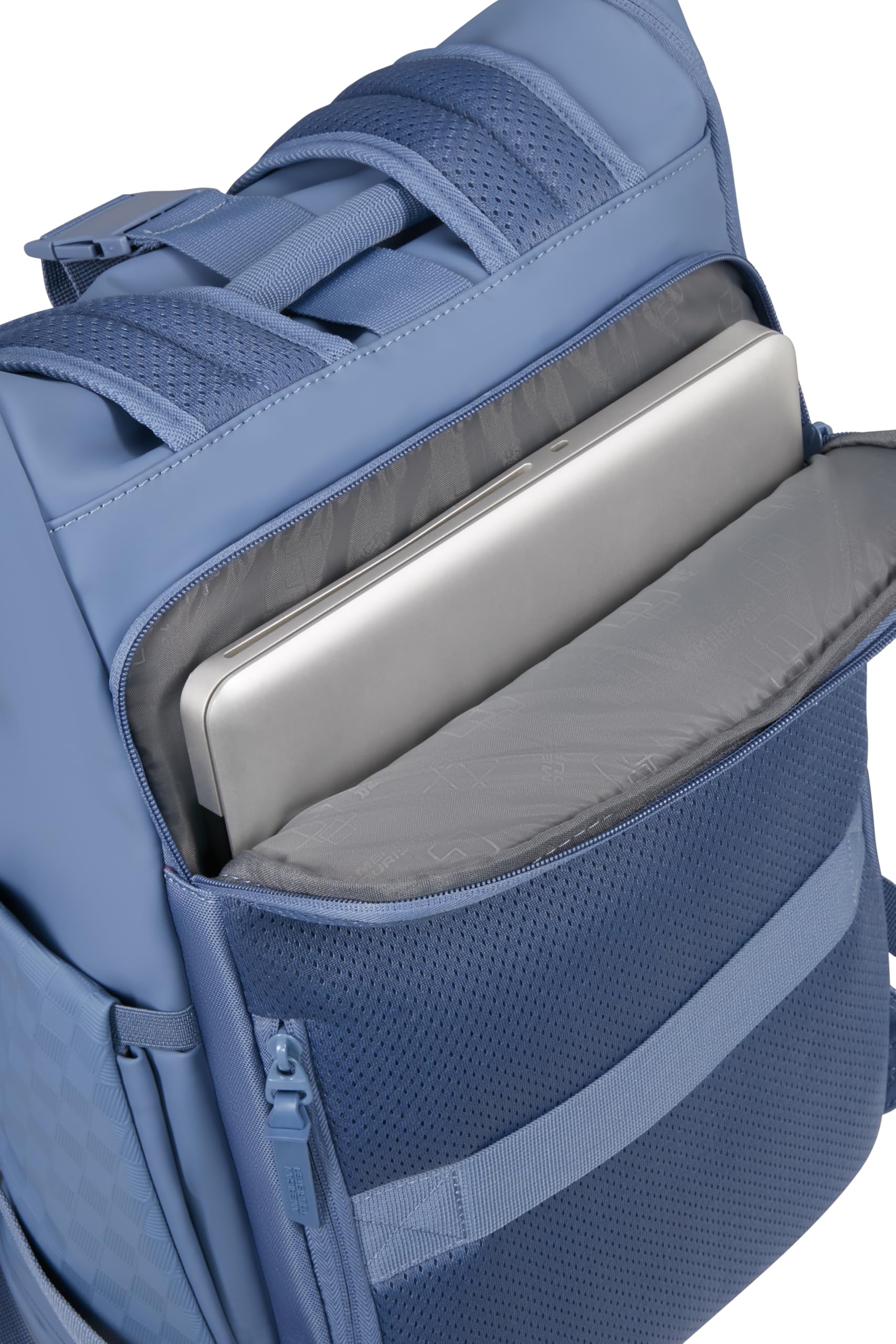 American Tourister Urban Tide - Mochila PC Rolltop 14", Mochila Business & Viaje Repelente al Agua, para Oficina, Escuela, Universidad & Viajes - Azul (Storm Blue)