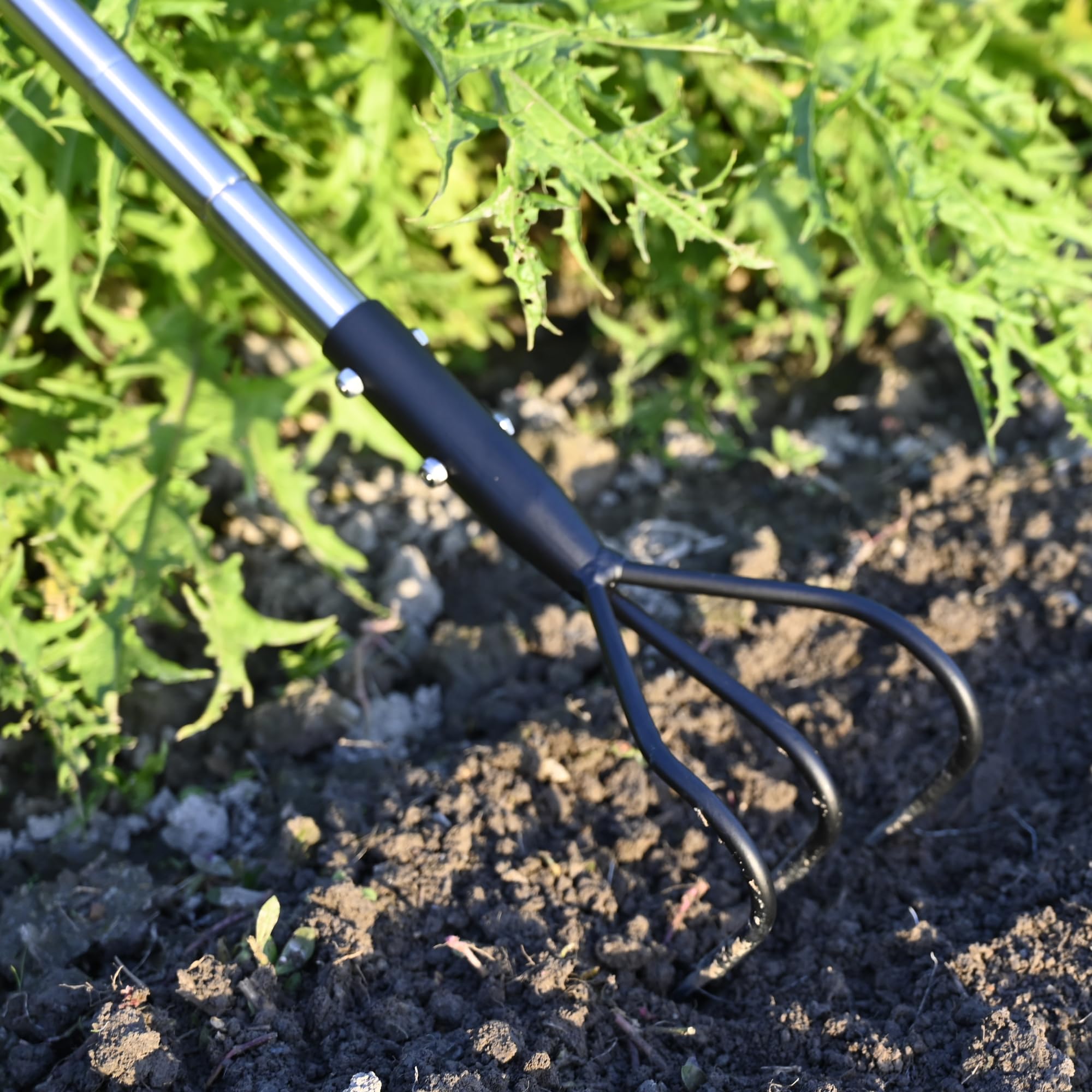 YEELOR Cultivateur de jardin multifonctionnel 3 griffes long manche poignée réglable 140 cm outils de désherbage ameublissement sol