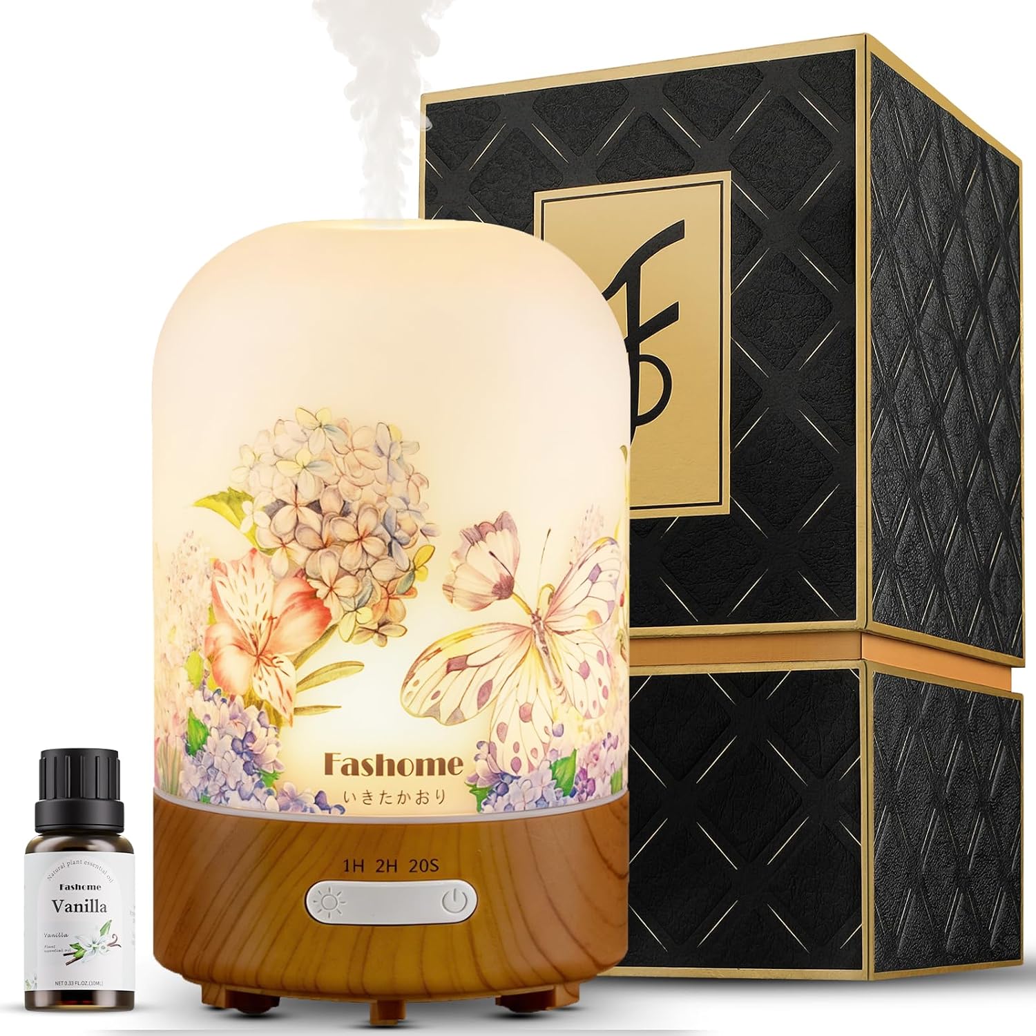 Difusor de Aceites Esenciales Fashome, Humidificador de Nebulización Fría, Luz Cambiante