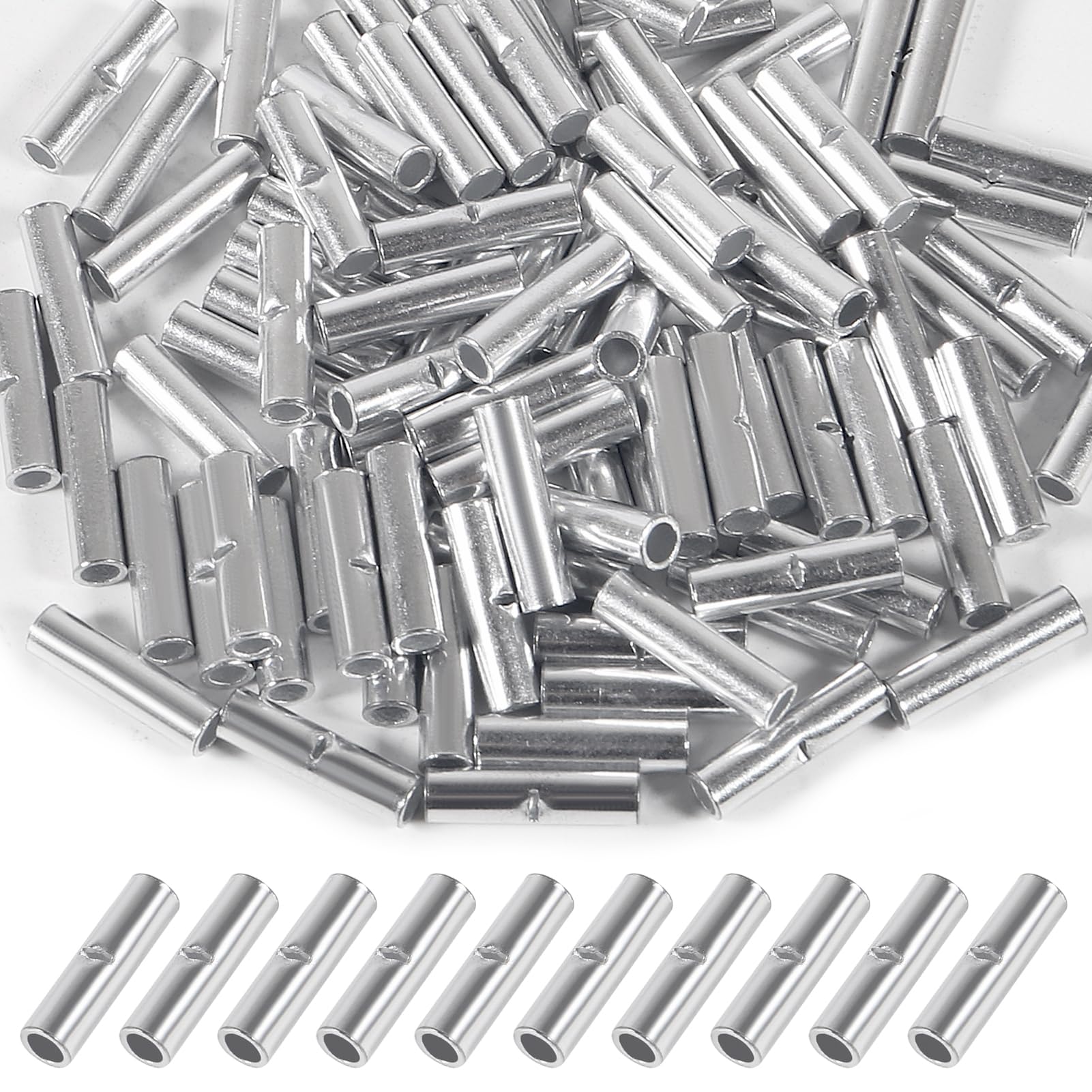 Photo 1 of 100Pcs Non Insulated Butt Connectors Kit Butt Splice Connectors 16-14AWG BNT2.0 Uninsulated Crimp Wire Connector Electrical Seamless Crimping Terminals Wire for Electrical Wire Splice DIY Cars Boats