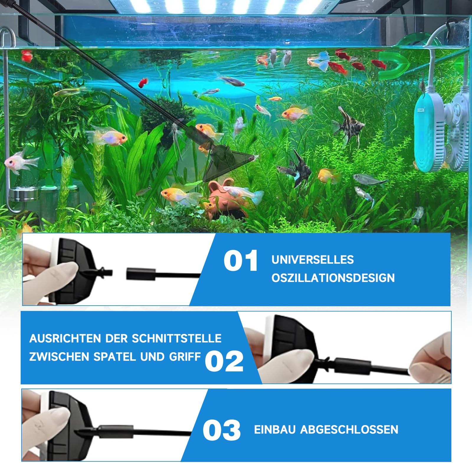 3 in 1 Aquarium Reinigungsset, 1 Stücke 30 ml Aquarium Pipette Dropper, Algenreiniger Tool Set, Algenschaber Triangle Bürste Rechtwinkliger Bürste, für Glas Fischbecken
