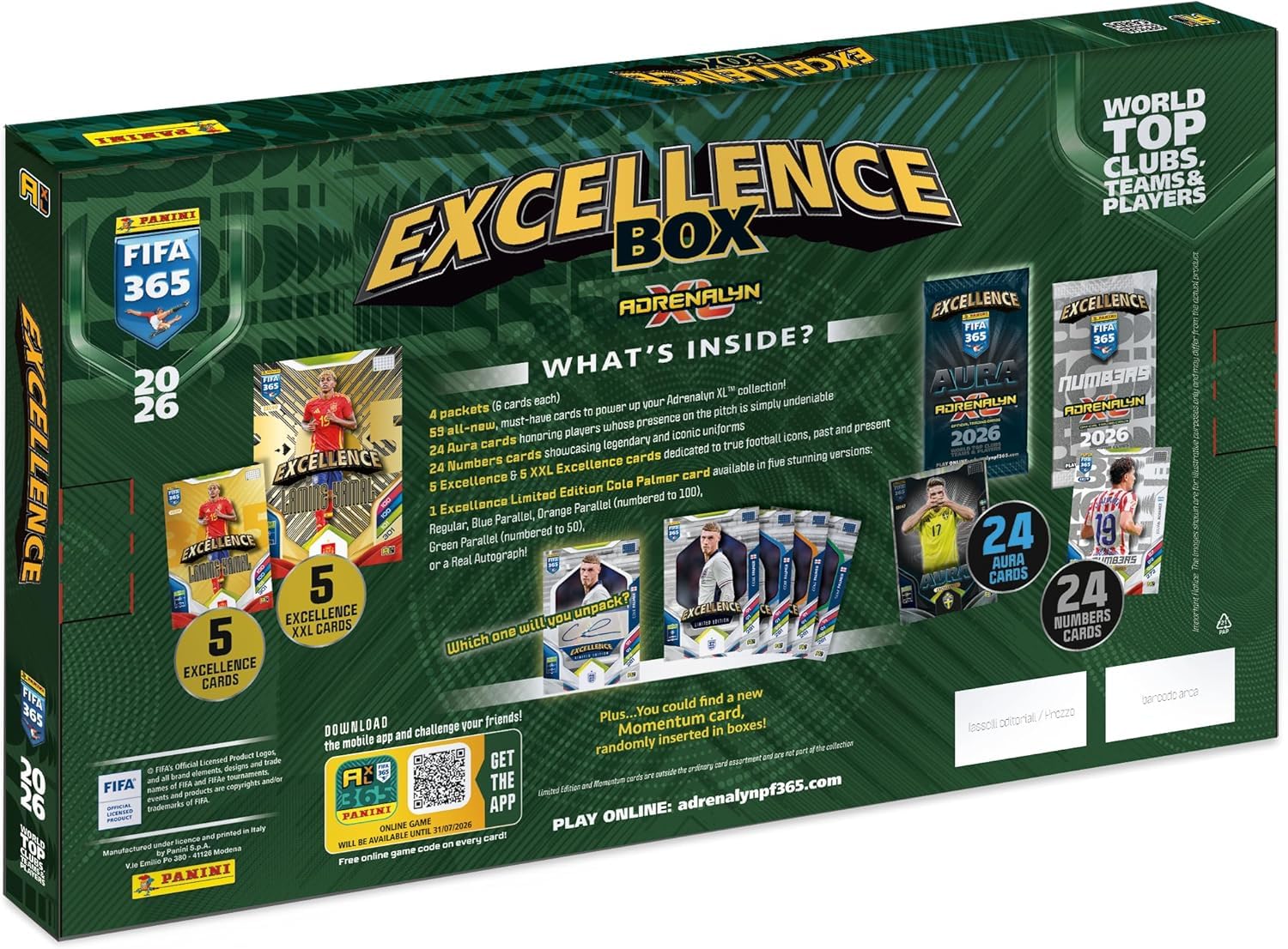 PANINI FIFA 365 2025/2026 – Cartes Adrenalyn – Excellence Box Football Trading Cards et BB-Toy-Trades Toploader