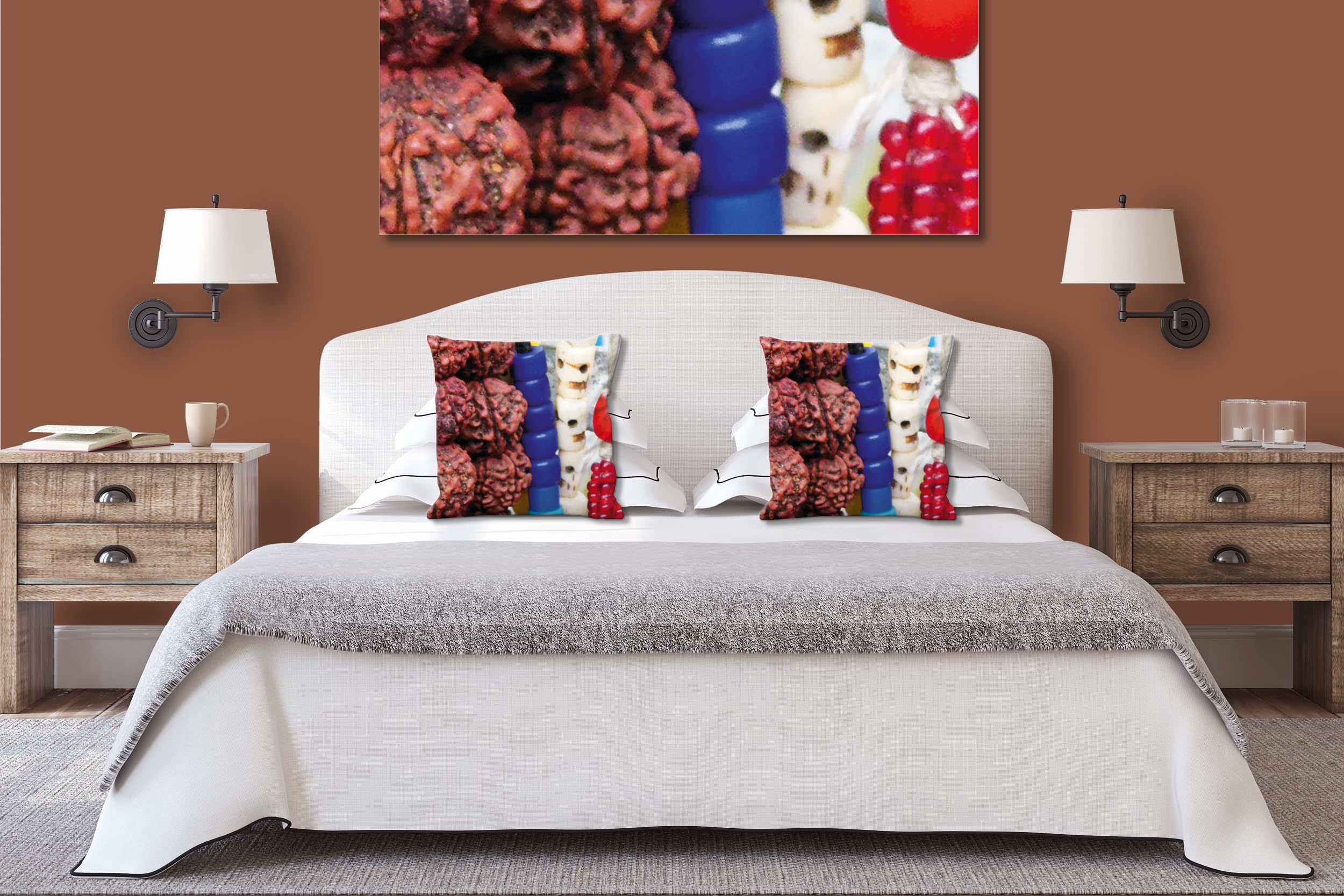 Ketten 4 - Foto-Kissen-Hülle Set (2 STK.) 40 x 40 cm | Kissen-Bezüge - passend zu Wandbild - Deko-Kissen - Schmuck Farbe Perle Afrika