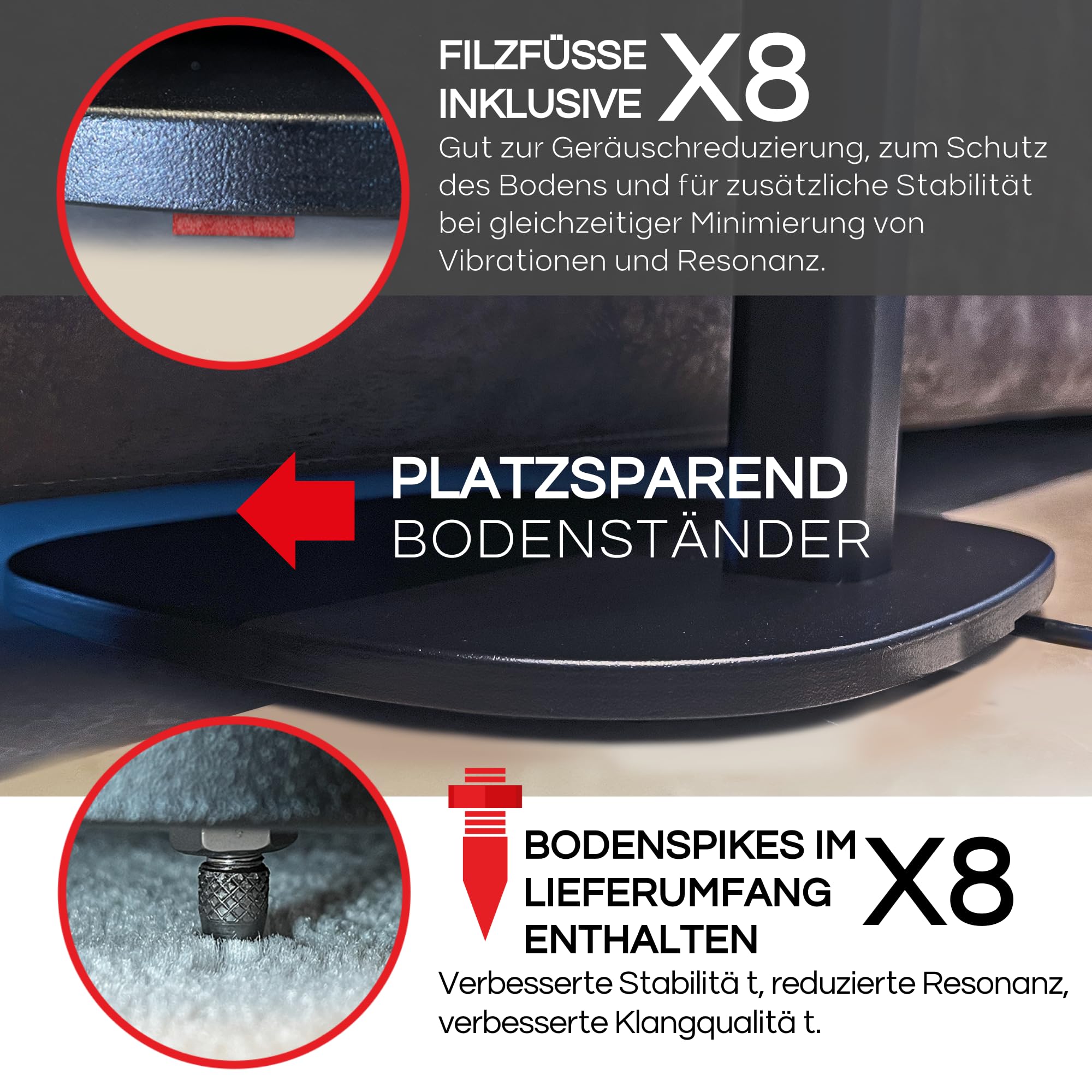 Sound Bass One / ERA100 Bodenständer Doppelpack (2 Stück), schwarz | kompatibel mit Sonos One, Gen 2, Play:1, SL | Zukunftssicheres Design auch kompatibel mit ERA 100, entworfen von Sound Bass UK