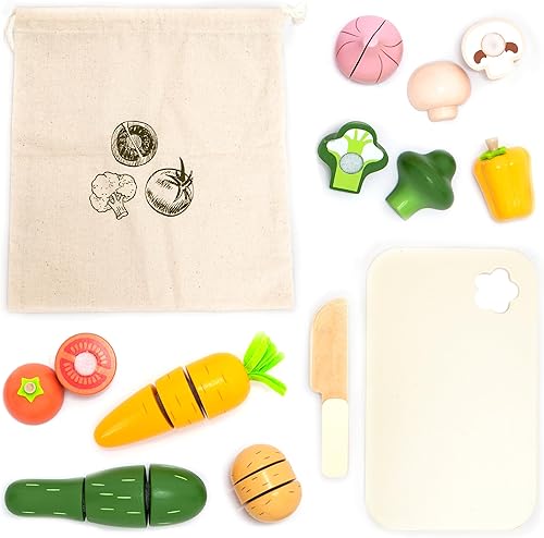 UMU Juego de verduras de corte  Accesorio de cocina de madera para jugar, multiusos, accesorios de juego de simulación, juguetes de madera para
