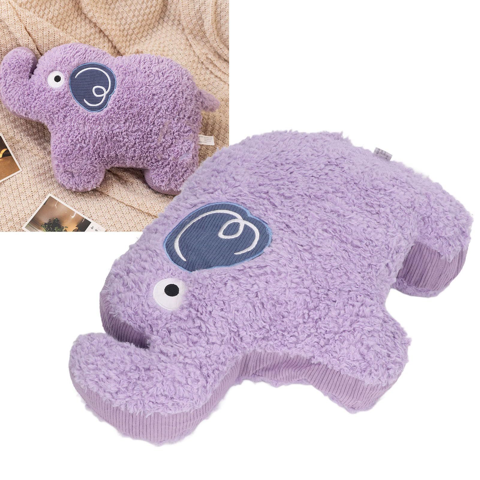 Srliya Elephant Pillow Cartoon Purple 17.7in Soft Skin Friendly Multi Purpose Elephant Plush Toy for Family Office Bedroom - Image 2