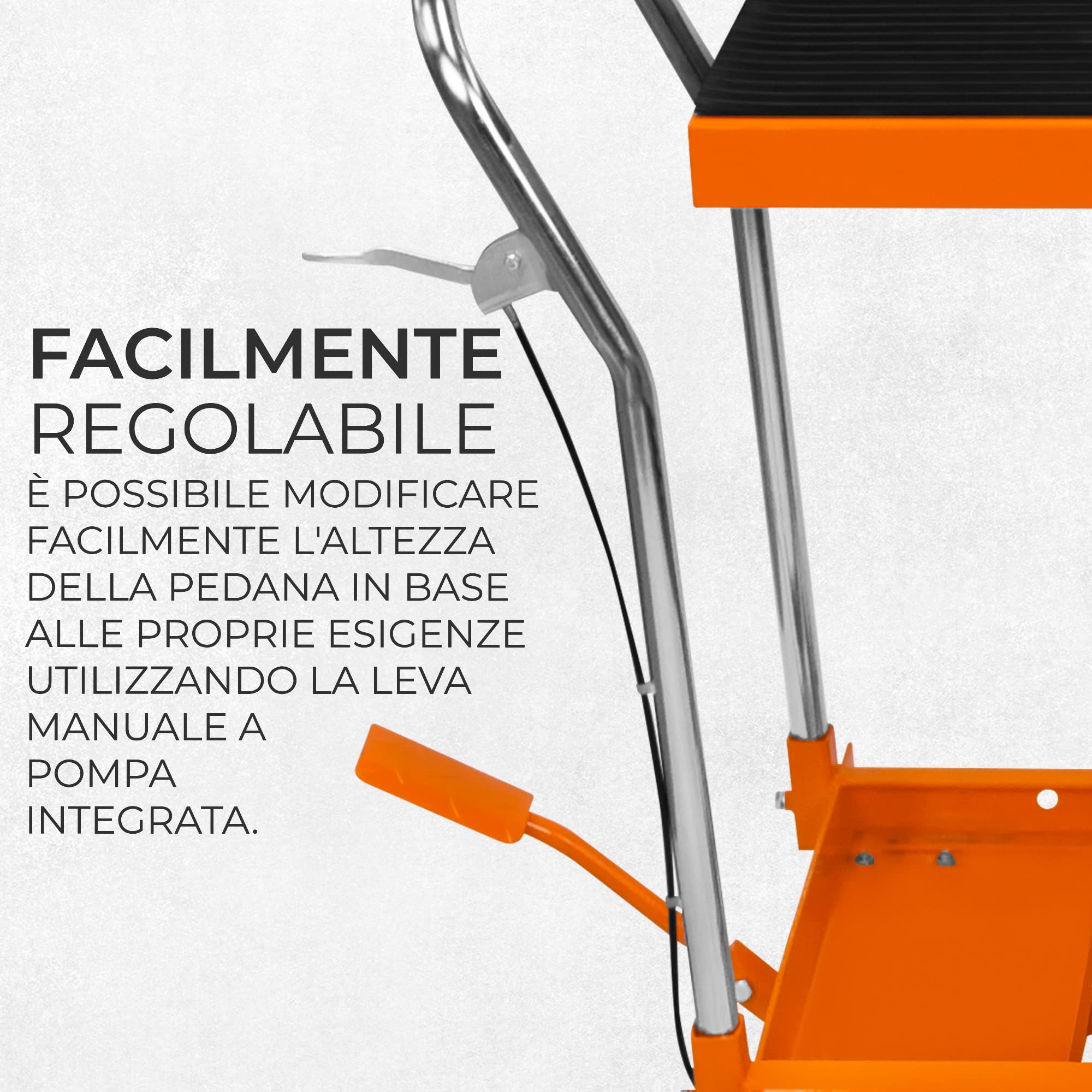 Pedana Idraulica 500KG 1100LBS Carrello mobile Carrello multi altezza Posizione di blocco pedale manuale Tappetino in gomma antiscivolo rimovibile 4 ruote 2 bloccaggio 81cm x 51cm
