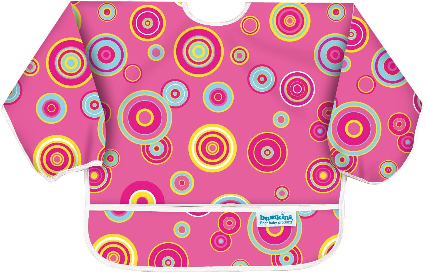 Bumkins Waterproof Sleeved Bib (Pink Circles)
