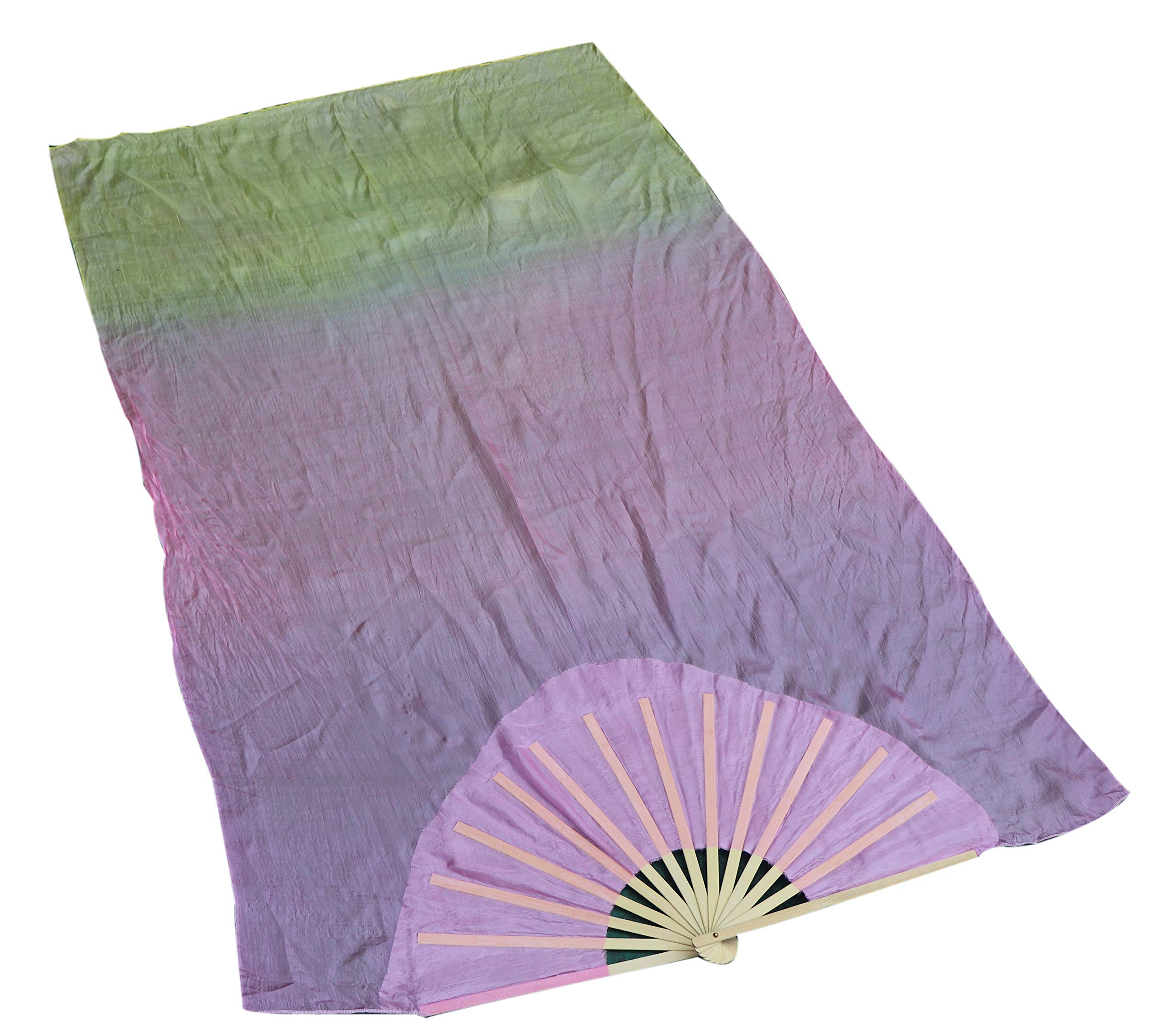 Winged Sirenny Pair Spinning Silk Fan Veils with Poi Strings,150cm (59") Fan Pois for Belly Dance, Flow Arts & Performance, with Adjustable Bamboo Handles & Carry Bag (lavender sunrise) — image 1