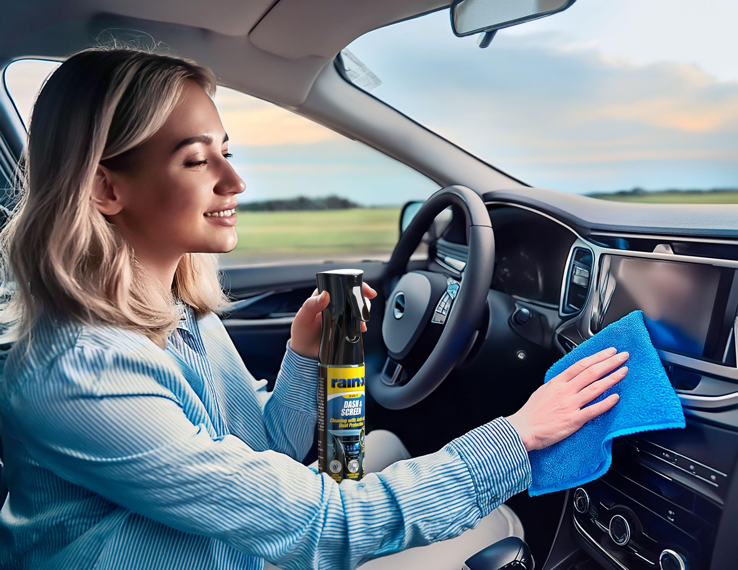 Rain-X Dash & Screen – Streifenfreier Reiniger mit Antistatik-Effekt für Kunststoff & Bildschirme – 300 ml (Packung mit 4)