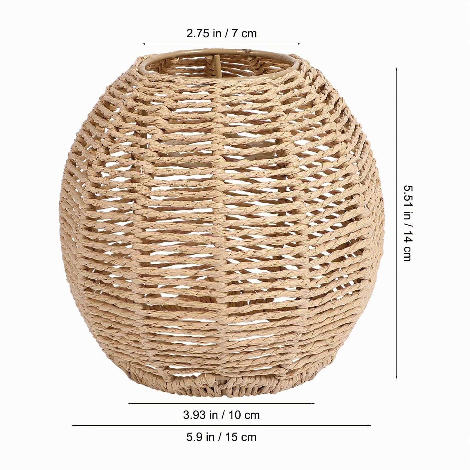 Angoily 2 pezzi paralume in tessuto retrò rattan tessuto cesto soffitto lampada a sospensione copertura vintage lampadario paralume per sala da pranzo soggiorno 15 x 15 cm