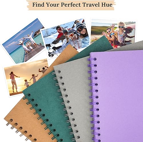 Vista 32 de Álbum de recortes de 8 x 8 pulgadas, álbum de recortes de papel kraft de tapa dura, álbumes de fotos, 40 páginas, perfecto para fotos de 4 x 6 / 5 x