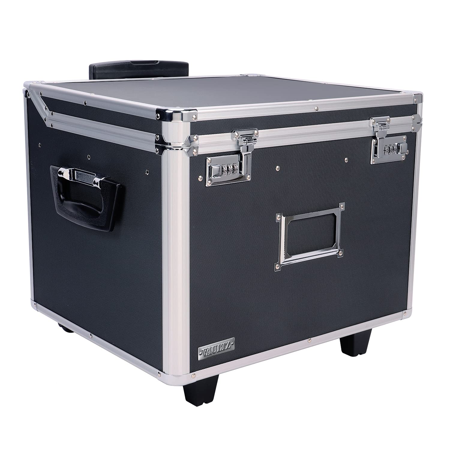 Vaultz Locking Mobile File Chest, A4/FC, 15.25 x 12.25 x 11.5 Inches, Black