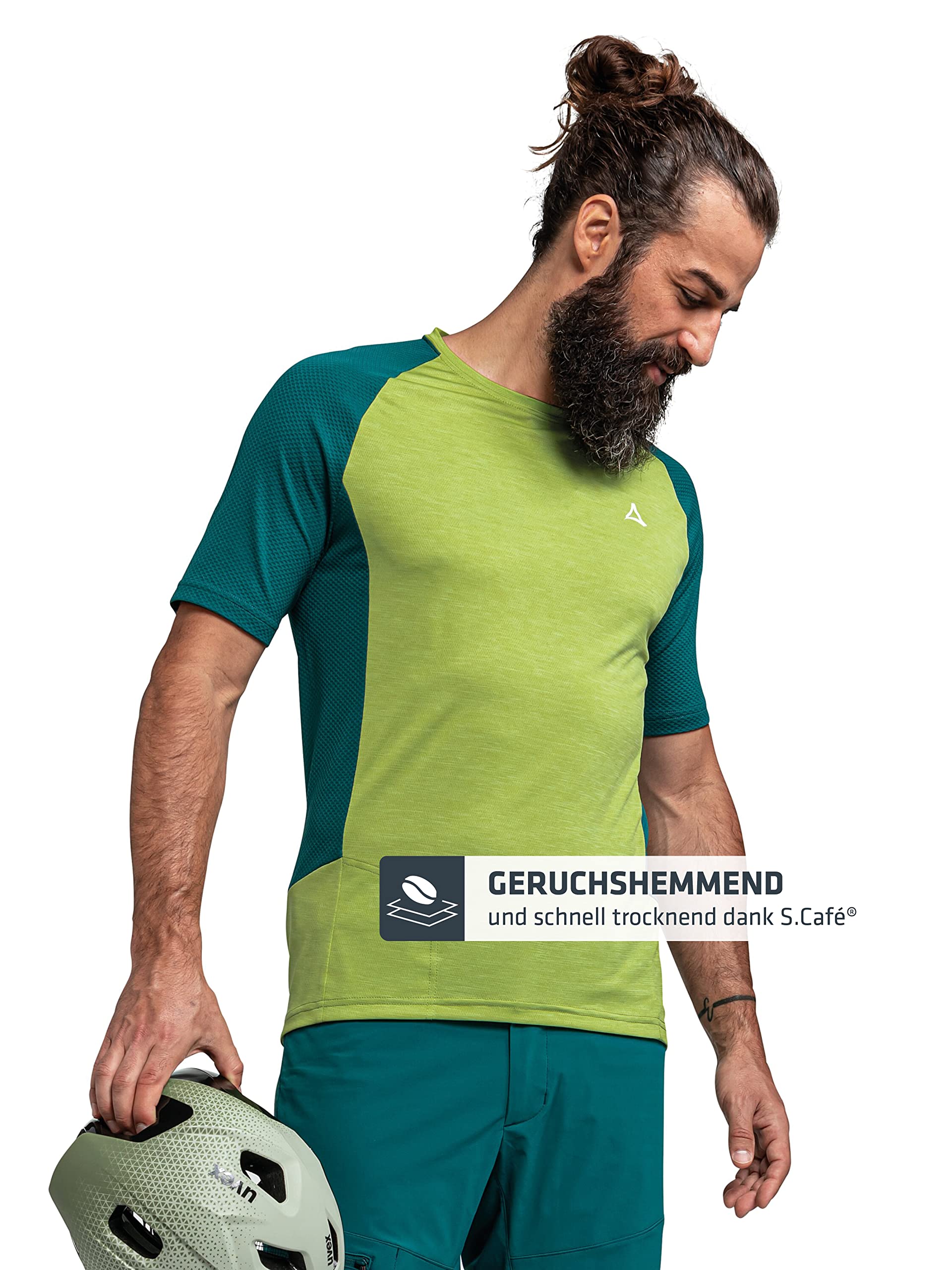 Schöffel Herren Shirt Auvergne M, geruchshemmendes Radtrikot, schnell trocknendes Funktionsshirt mit Taschen
