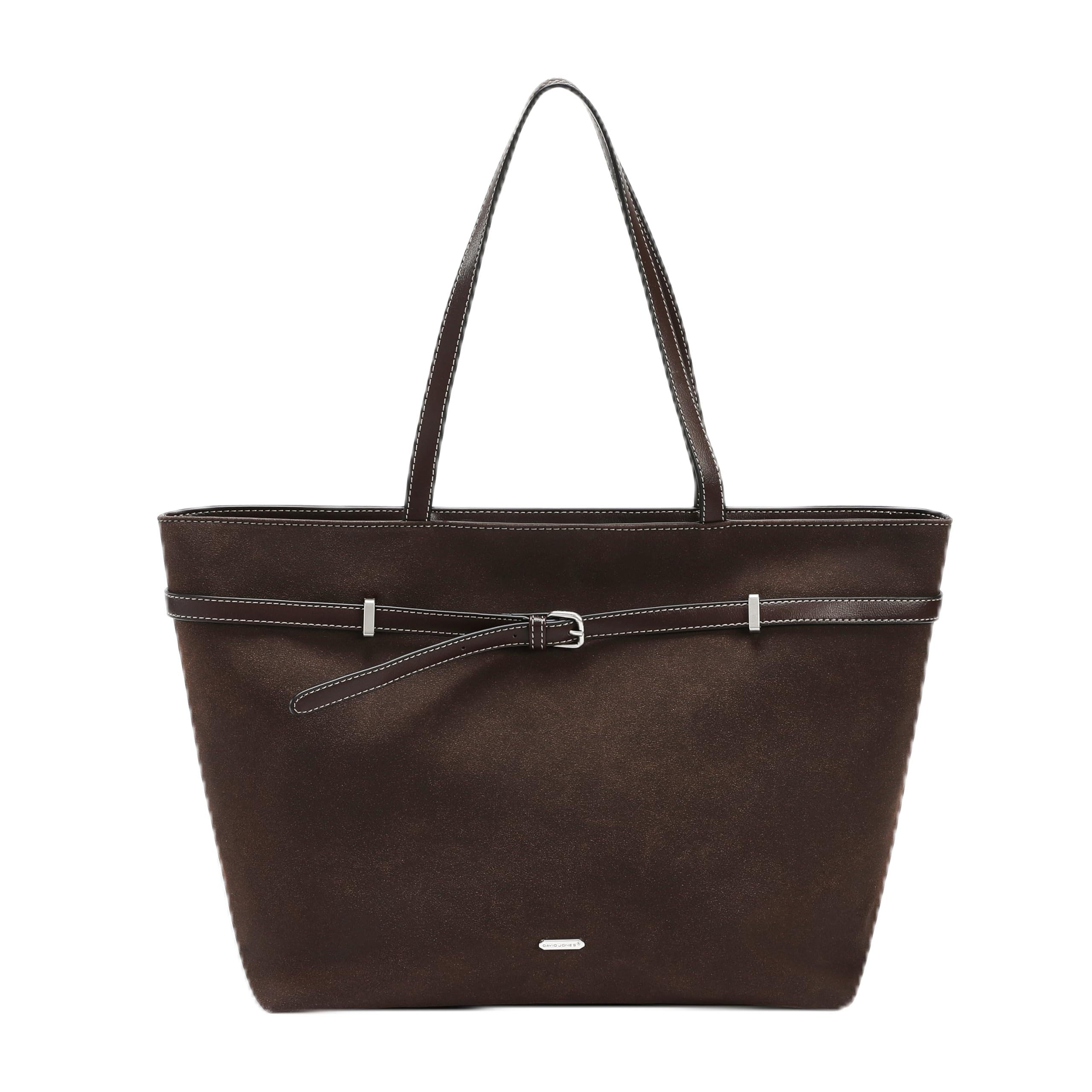 David Jones – Bolso de mano para mujer ante de gran tamaño – Bolso de mano para el hombro durante la escuela secundaria de trabajo – Bolso de mano de ante flexible – Shopper de gran capacidad A4 asas