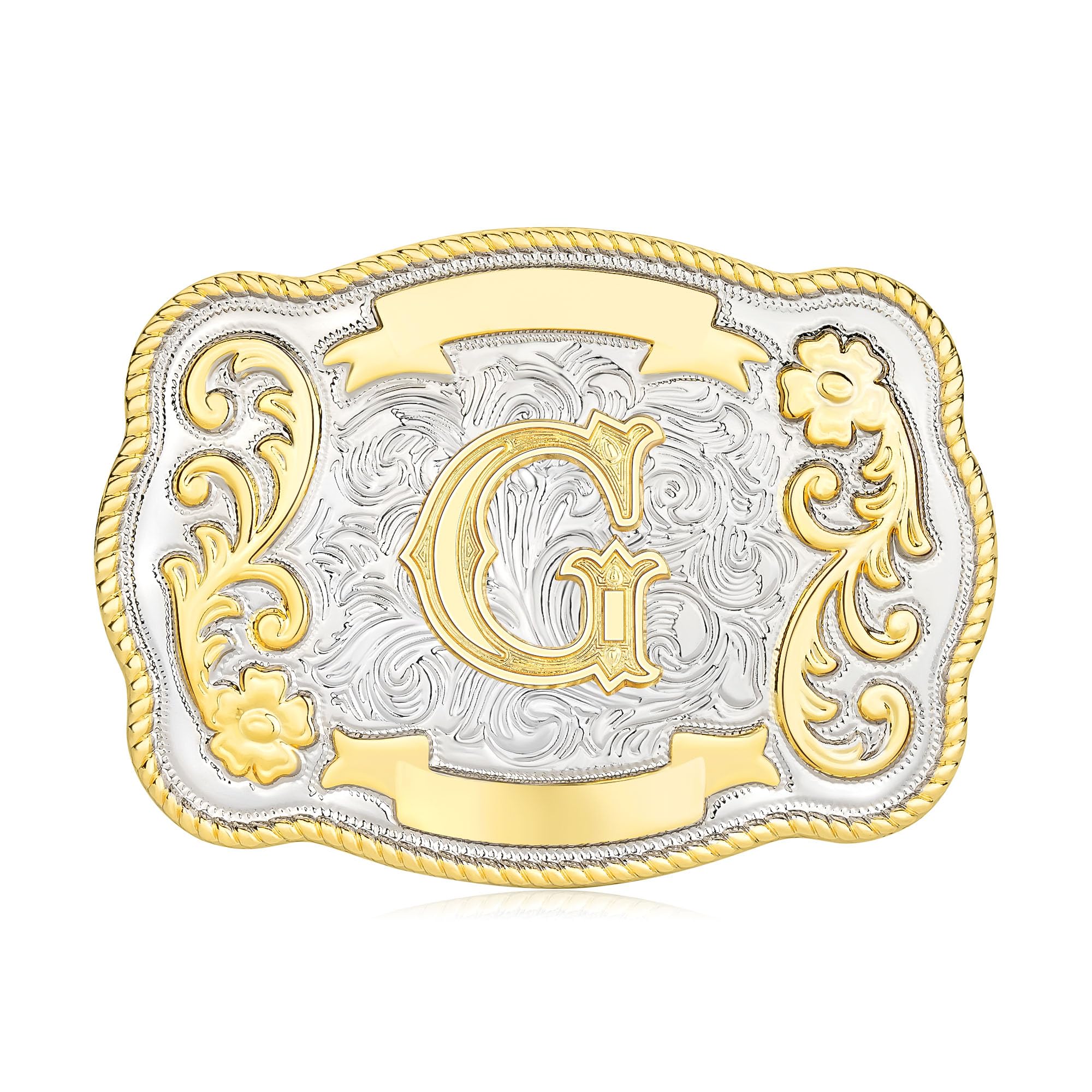HUABOLA CALYN Vintage Belt Buckle Men Western Cowboy Rodeo Initial Letter ABCDMRJ to Z Golden Belt Buckles for Women
