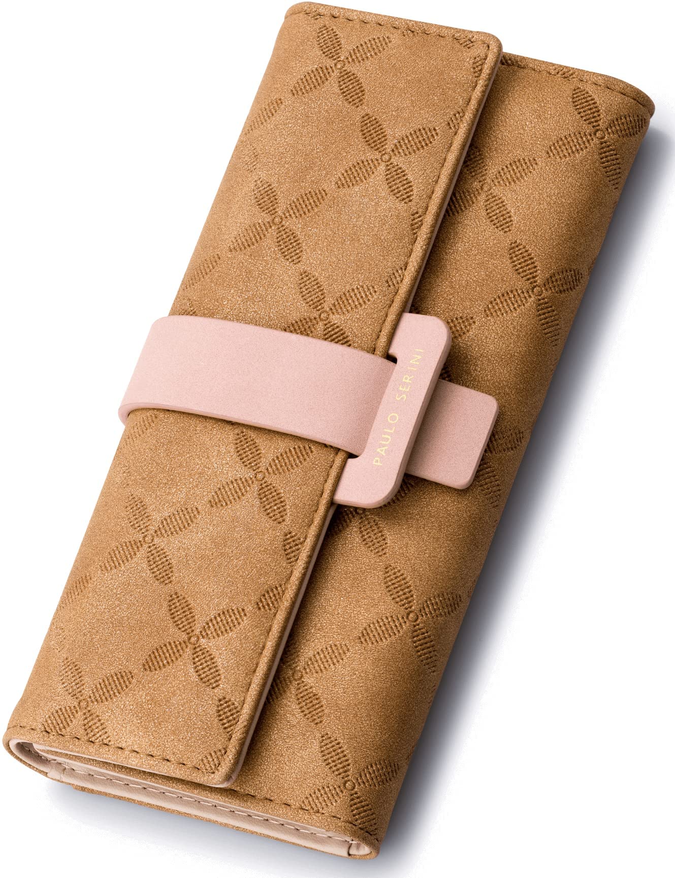 PAULO SERINI® Portefeuille pour Femme Grand | 9 Compartiments pour Cartes et fenêtre pour Carte d'identification | Porte-Monnaie élégant avec Poche zippée et Bouton | Doux et Cuire 100% Vegan