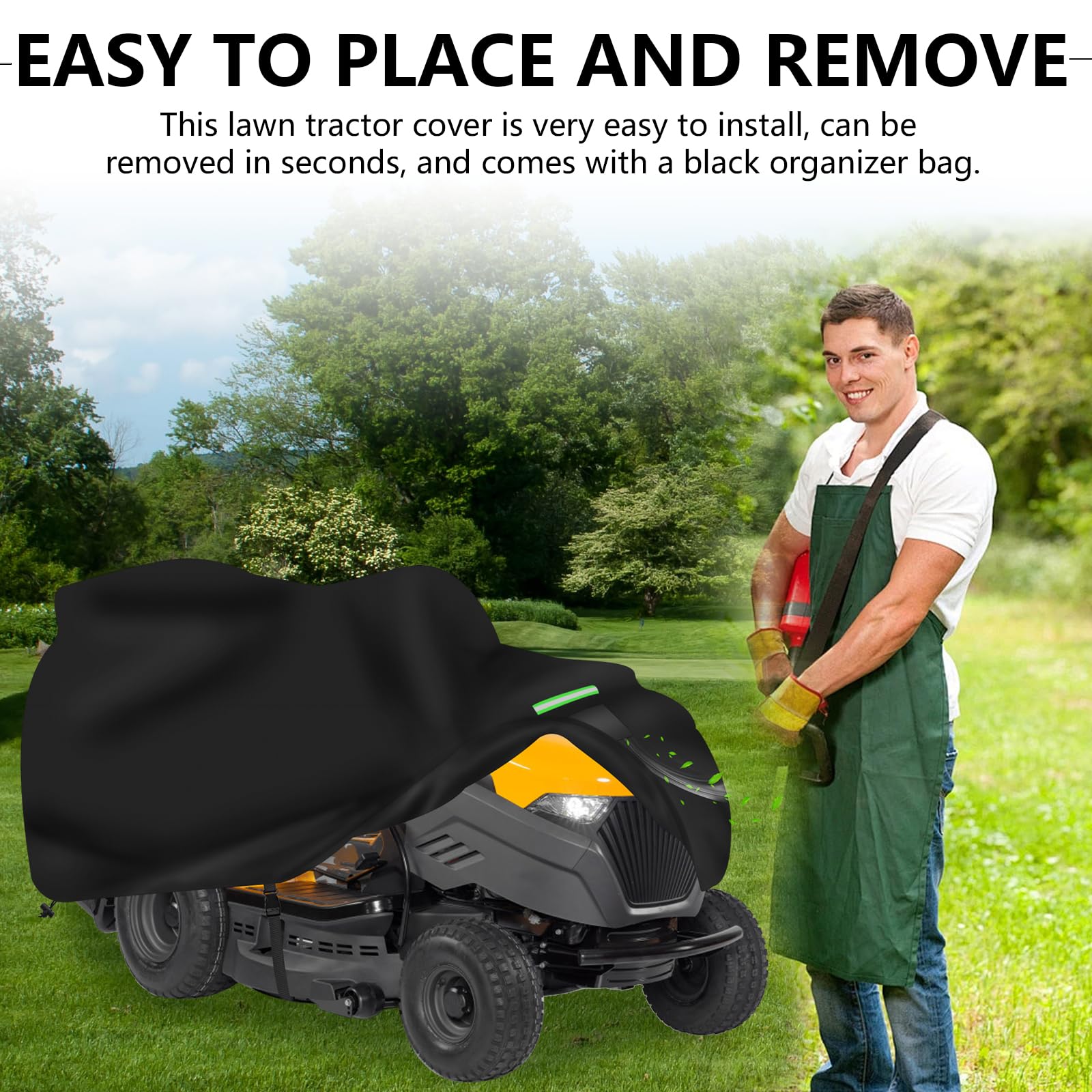Funda para cortacésped, funda protectora para cortacésped, funda de tela Oxford 600D para tractores de jardín, impermeable y resistente a los rayos UV, resistente a la intemperie (203*127*137CM)
