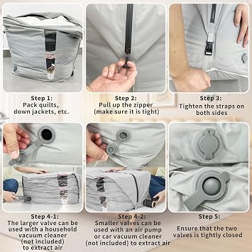 2 Pack Reusable Vacuum Compression Space Saver Bag,Waterproof Professional IP67 Zip Vacuum Bags for Packing Organizers,Lightweight Compression Packing Bags for Home Family(No Pump)