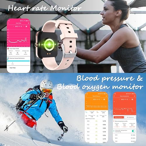 Miniatura 4 de VENCEZA Reloj inteligente rastreador de actividad física con frecuencia cardíaca, monitor de oxígeno en sangre, monitor de sueño, IP68, impermeable,