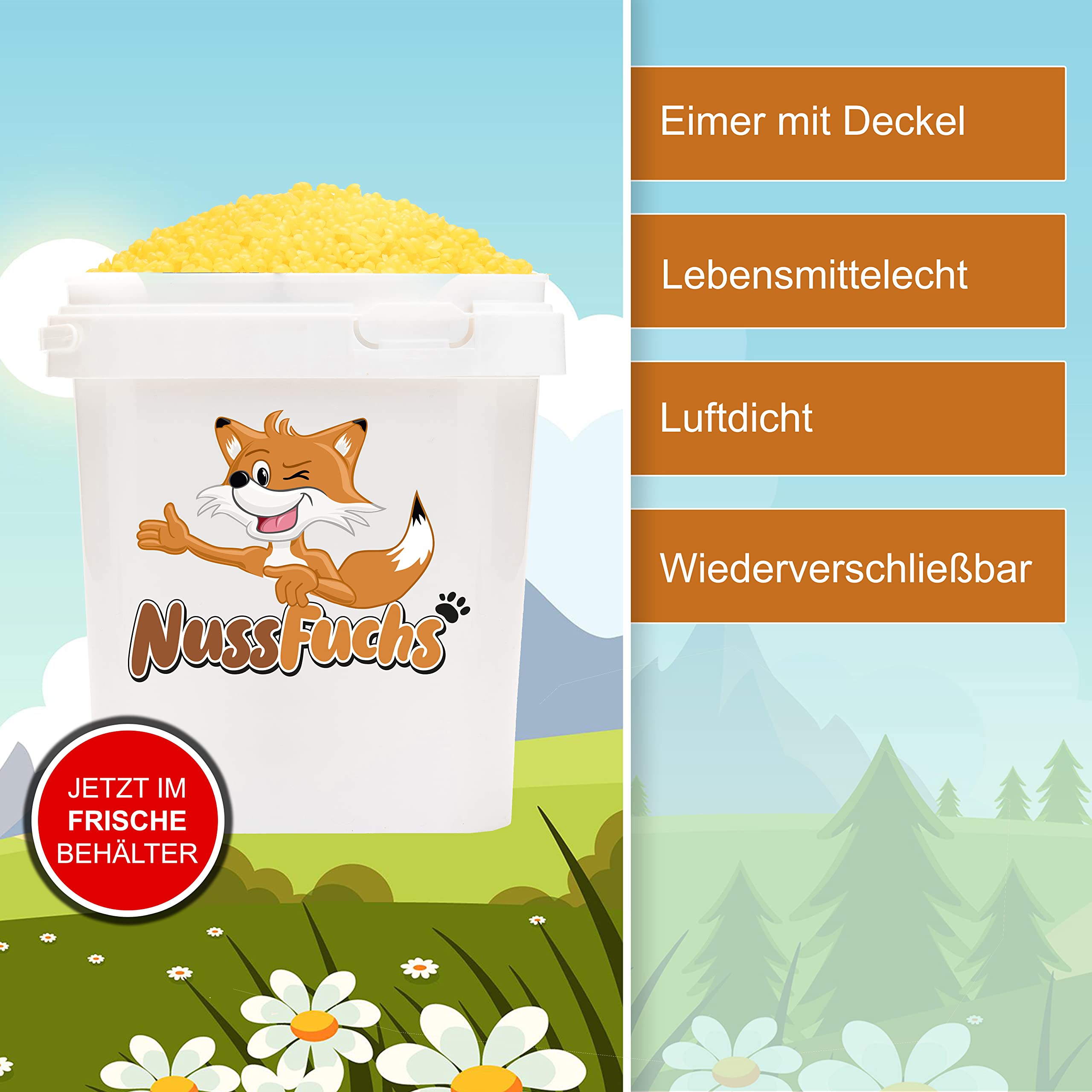 Bienenwachs Pastillen gelb 3kg im Eimer ohne künstliche Aromen NussFuchs