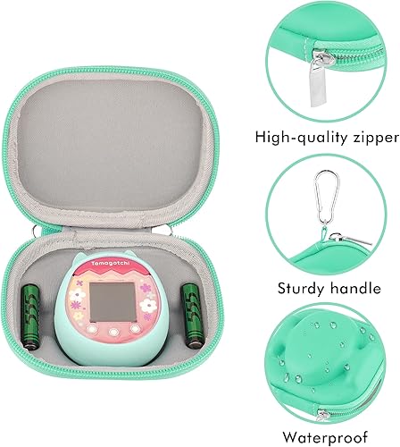 Miniatura 3 de Mini estuche portátil de almacenamiento de juguetes, funda de silicona compatible con Tamagotchi Pix Virtual Pet - 2 en 1 (solo funda) (verde)