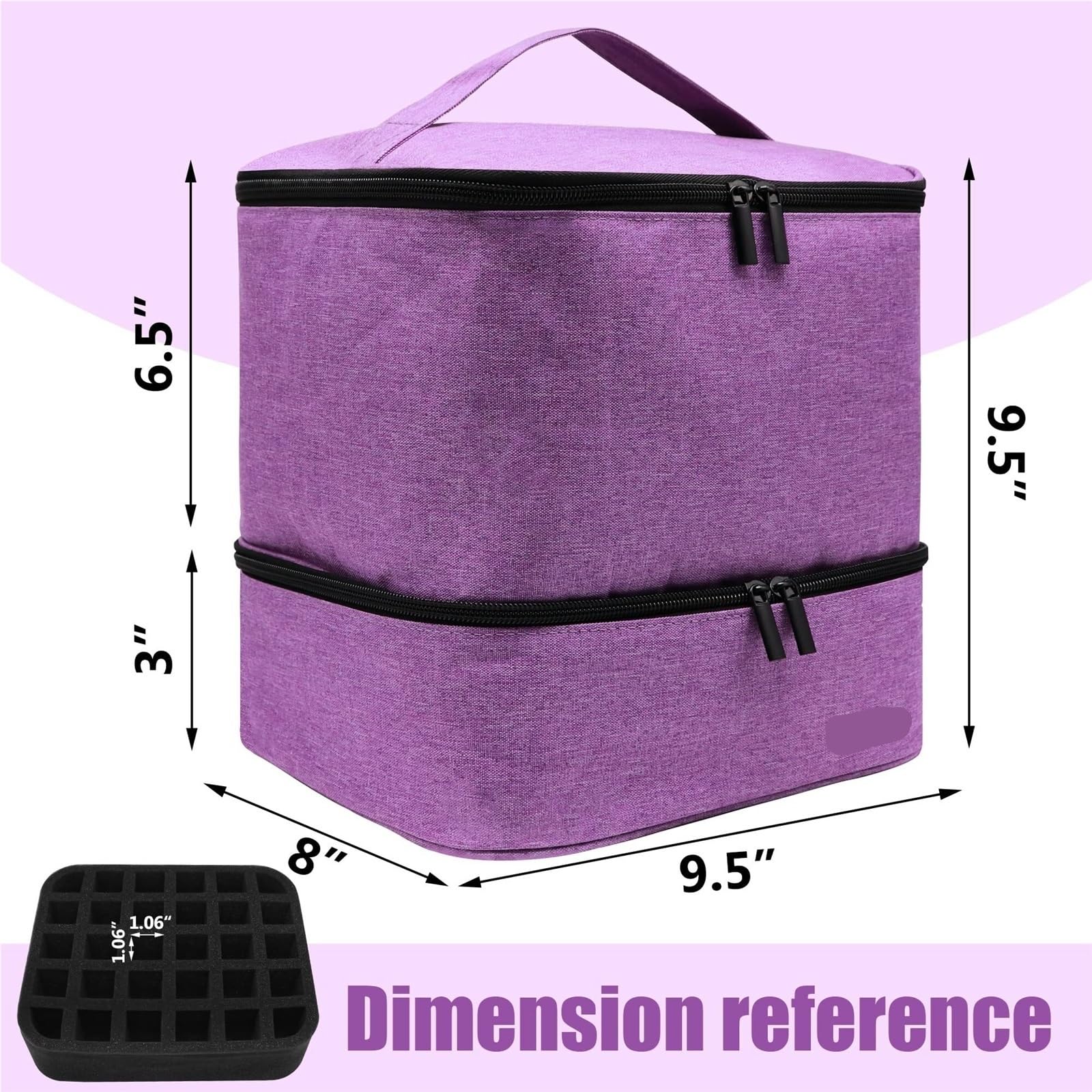Organizer na lakier do paznokci, przenośny schowek podróżny na 30 butelek i lampę, kompaktowy uchwyt na lakier do przyborów do zdobienia paznokci, Fioletowy, 1 count (Pack of 1)