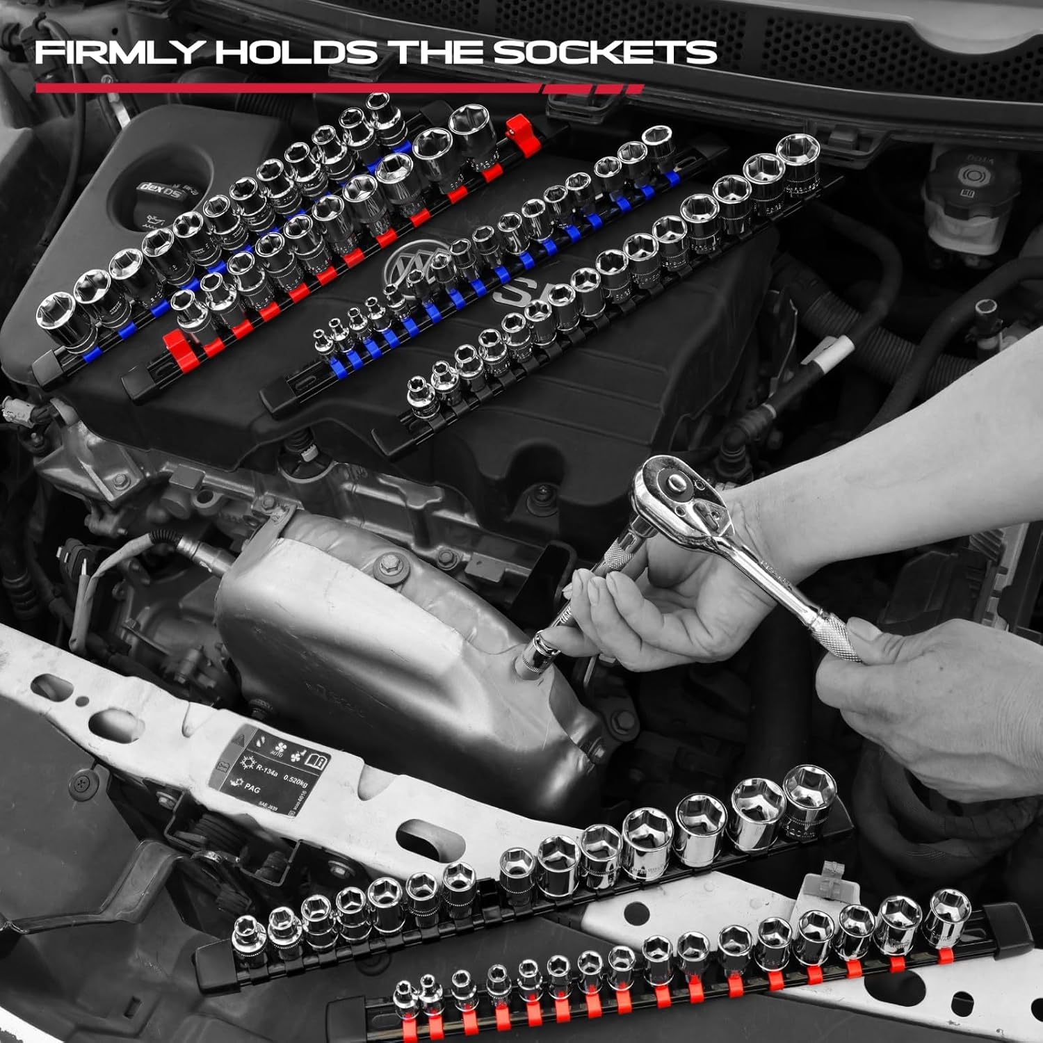 Socket Organizer Holder Tool Box: 6-piece Socket Holders 1/4 X 32 Clips 3/8 X 30 Clips 1/2 X 24 Clips Socket Rail Heavy Duty Holder W Socket Labels Socket Organizer For Tool Box Drawer 9pcs