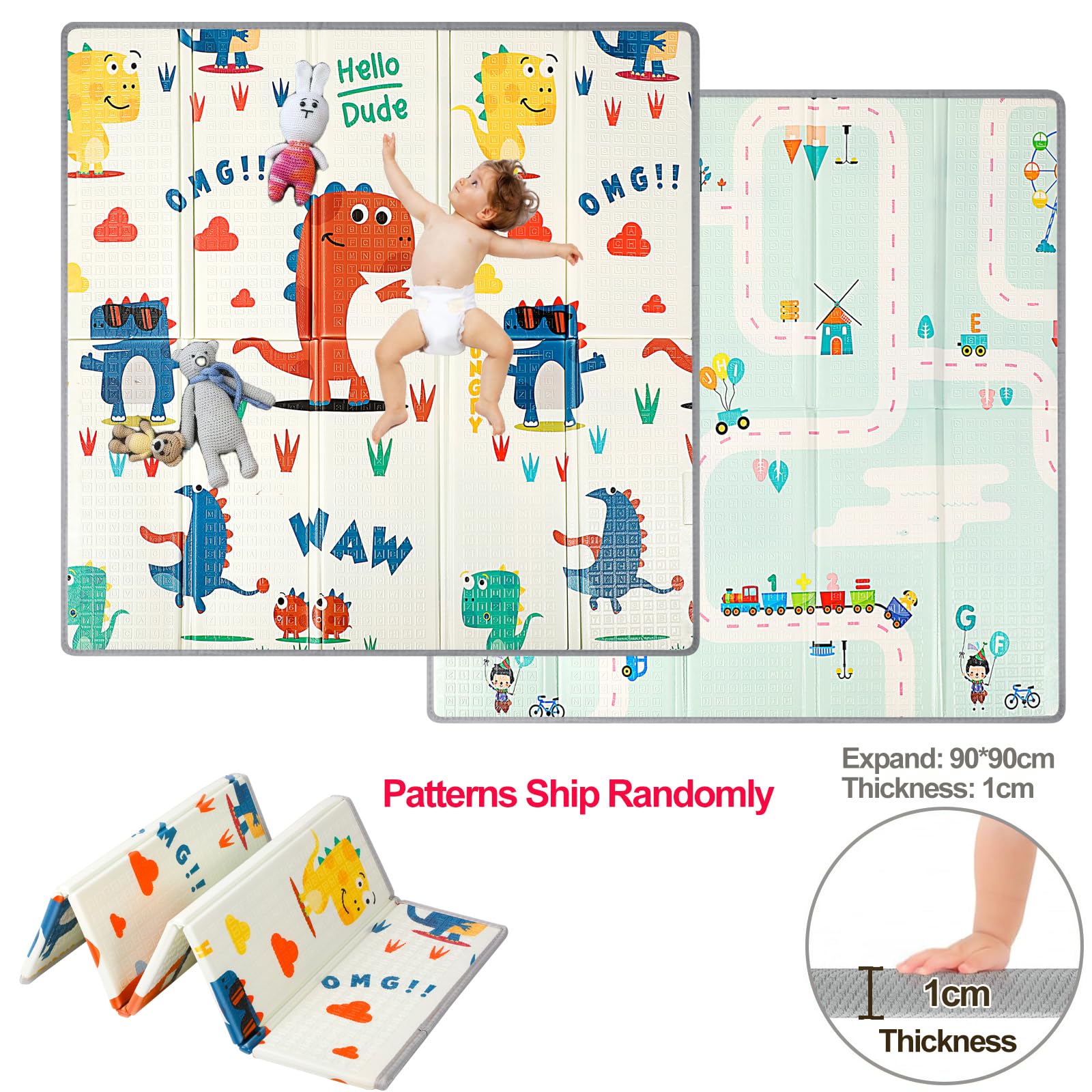 90x90cm Parque Infantil Bebe con Alfombra Bebe,Corralito Bebe con Acolchado Espuma y Malla Transpirable,Parque de Juegos Bebe Plegable con Colchon y Puerta Lateral,Playpen Bebe