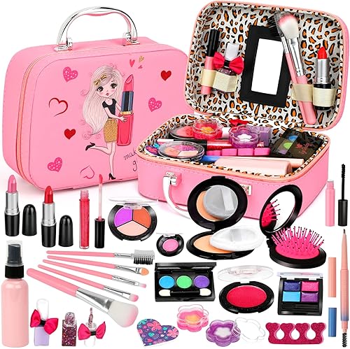 Kit de maquillaje para niños para niñas, kit de maquillaje para niños, juguetes de Navidad para niñas, juego de maquillaje real, maquillaje lavable