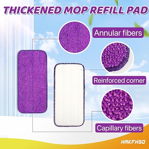 Miniatura 10 de Paquete de 4 almohadillas de repuesto de microfibra y reutilizables compatibles con mopas húmedas Swiffer Wet Jet (10-12 pulgadas), almohadillas