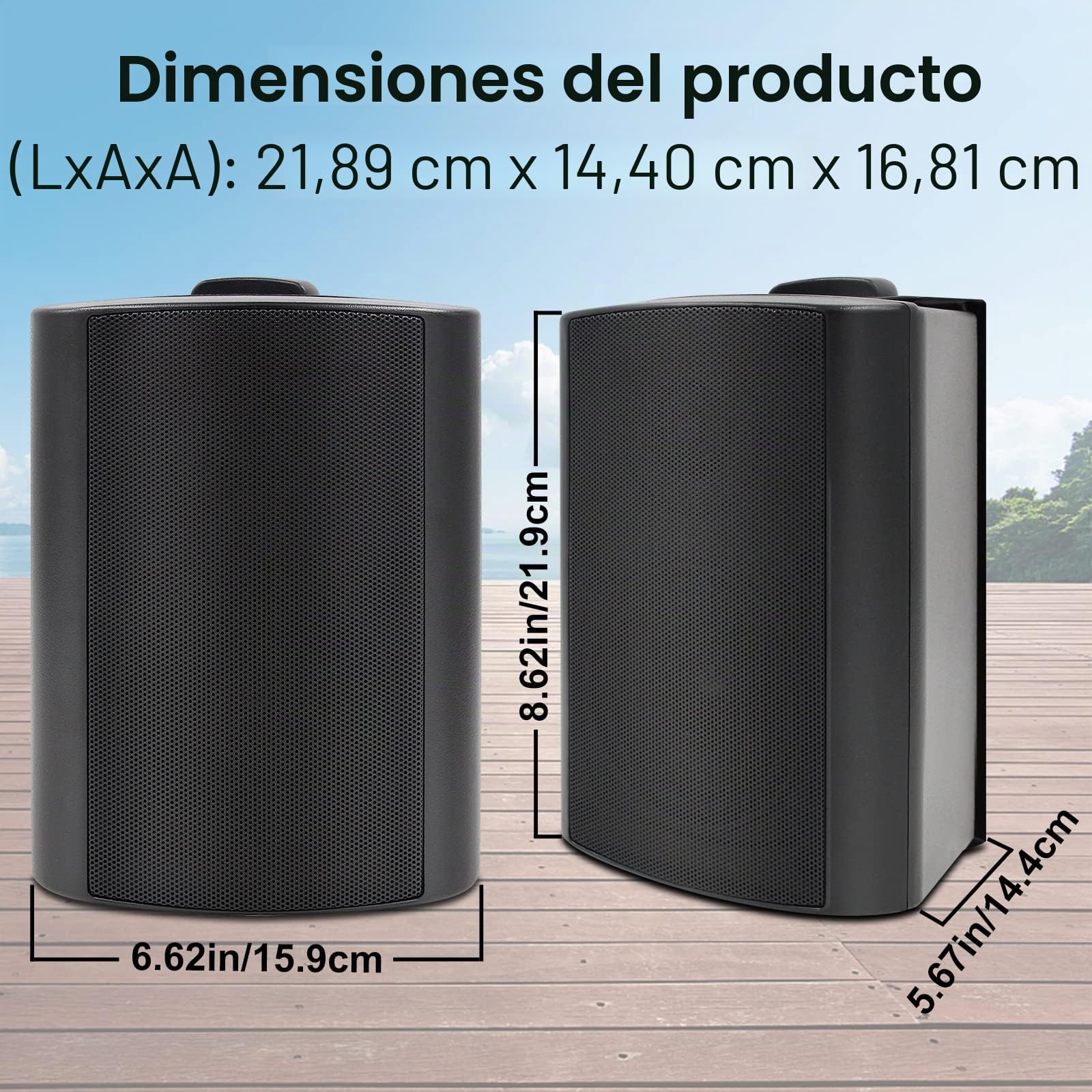 Herdio Altavoces para Exteriores de 4 Pulgadas con Graves Potentes, Altavoz de Montaje en Pared Impermeable, Durabilidad para Todo Tipo de Clima para Patio, Fiesta en casa 400 W (2 Pares, Negro)